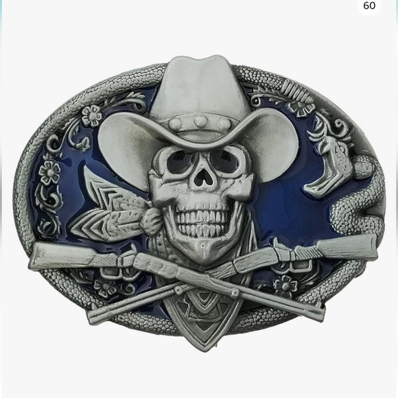 New Cowboy Skull skeleton belt buckle - Picture 8 of 8